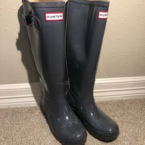 Hunter Original Gloss Tall Boots Graphite Size 6